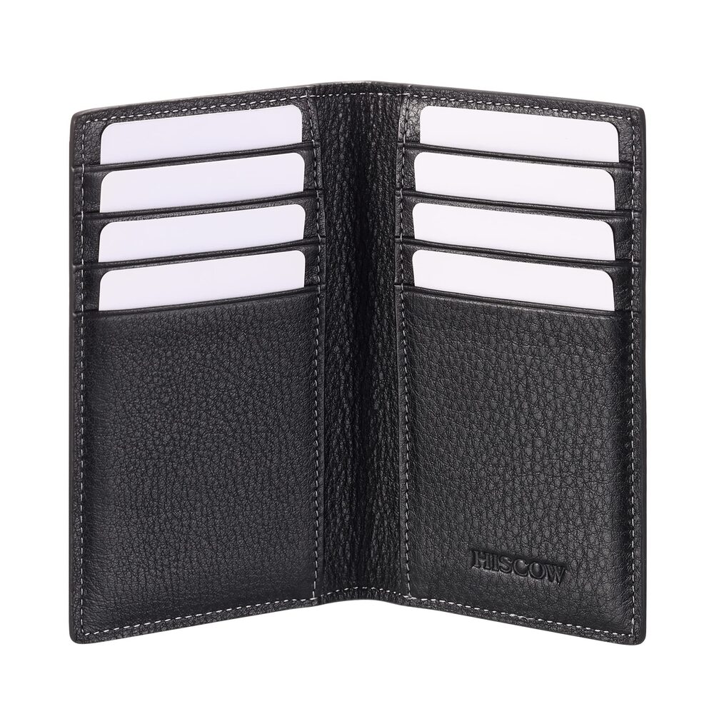 5358 Slim Leather Credit Card Holder & 8cc, Italian Calfskin Pebbled Black